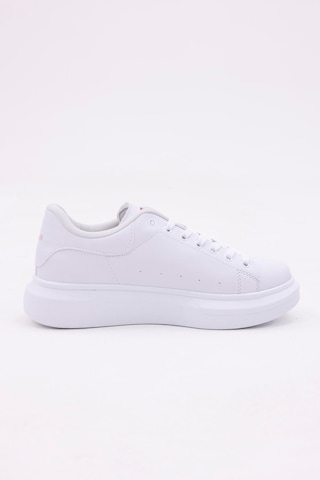 3d Dijital Baskı Kadın Beyaz- Mavi Gül Desenli Sneaker Beyaz-mavi