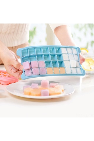 Lemestar Mutfak Ve Bar İçin 36 Hücreli Silikon Buzluk, Kapaklı Sağlıklı Buz Çubuğu Yapıcı Kutu - Mavi Çok Renkli