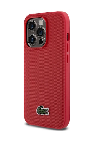 Apple Uyumlu iPhone 14 Pro Kılıf Lacoste Lisanslı Pu Pike Desenli İkonik Timsah Dokuma Logolu Siyah