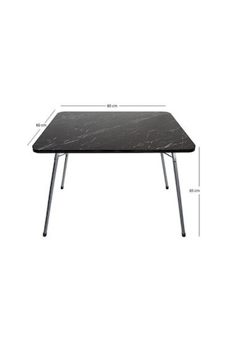 Bofigo Moccastyle 60 x 80 CM Granit Desenli Katlanır Balkon Bahçe Kamp Masası Siyah