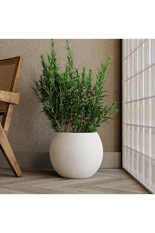 Zevli Dekoratif 27l Küre Saksı Ø35 Cm Beton Görünümlü Modern Salon Ve Bahçe Saksısı 1