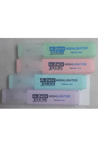 Gorkakırtasiye-Globox Fosforlu Kalem Pastel Renk 4 Lü 3230