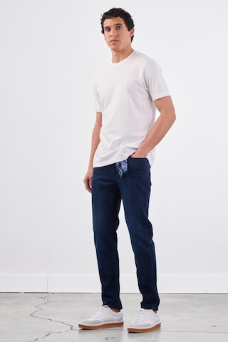 Dufy Beyaz Bisiklet Yaka Pamuklu Düz Renk Slim Fit Erkek T-shirt Beyaz