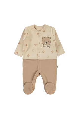 Civil Baby Pati Ayıcık Baskılı 1-6 Ay Tulum - Fil Dişi
