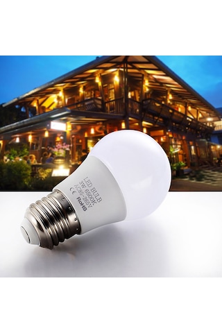 Gajeena E27 Uçlu Led Ampul 3w Enerji Tasarruflu 85-265v Beyaz Işık 6000-6500k Smd 2835 Teknoloji 270 Derece Açılımlı Şeffaf