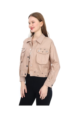 Kadın Gabardin Ceket- Metal Aksesuar Süslemeli M-l-xl 0182 Zyk 001