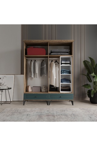 Beenal Nisa 4 Kapaklı Gardırop Dolap 160cm Atlantik Çam-yeşil