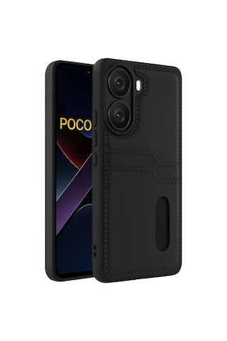 Uray Store Xiaomi Poco X7 Pro Kılıf Sara Kartvizitli Deri Kılıf - Siyah Uray Store Xiaomi Poco X7 Pro Kılıf Sara Kartvizitli Deri Kılıf - Siyah