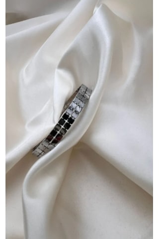 Bb Çelik İki Sıra Ezme Kelepçe Bilezik Gümüş