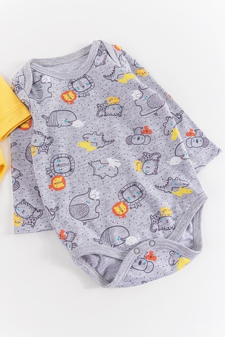 Figürlü 2'li Erkek Bebek Çıt Çıtlı Body Zıbın Takımı 001