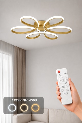 Niva Led Plafonyer Avize 3 Renk Kumandalı Eskitme
