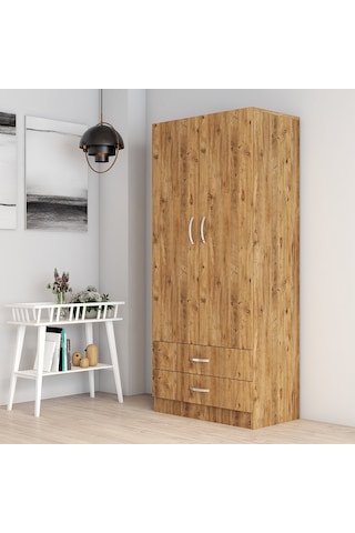 tanmob 2 Kapılı Iki Çekmeceli Geniş Gardrop Çam - Grd0402