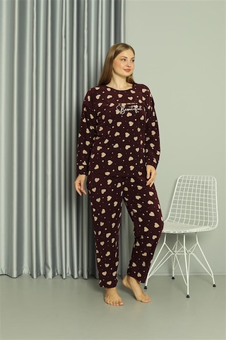 Akbeniz Welsoft Polar Kadın Büyük Beden Pijama Takımı 808041 - 4xl Bordo