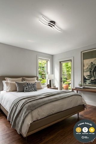 Çınar Modern Led Siyah Plafonyer 3 Renk Avize & Şık Tasarımlı, Salon, Oturma Odası, Antre, Hol Aydınlatma