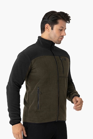 Crozwise Erkek Tam Fermuarlı Polar Sweat Haki 6051-04 Haki