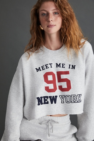 Gloryy  Kadın Comfort Fit Baskı Detaylı Lastikli Paça Organik Pamuklu Grimelanj Eşofman Takımı