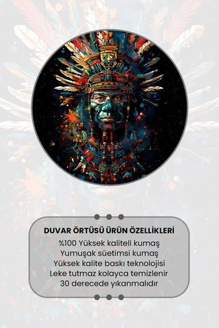 Renkli Kızılderili Desenli Duvar Halısı Duvar Örtüsü Tapestry Süet Dokulu Kumaş