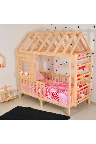 Markaawm Markaawm Montessori Çocuk Yatak Raf Çam 90X190 Karyola Menekşe Akçaağaç