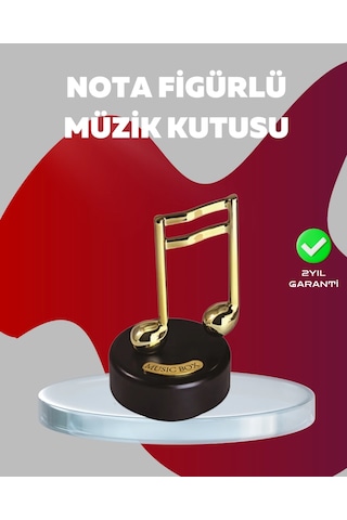 Altın Nota Figürlü Dönen Müzik Kutusu Dekoratif Music Box Diğer