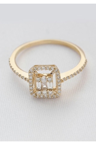 Rose Gold Pırlanta Baget Yüzük Rose Gold