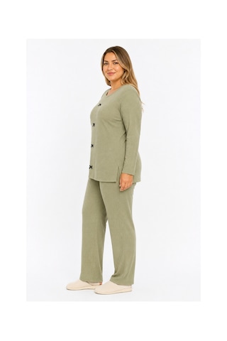 Sleeproom Büyük Beden Kadın Kaşkorse Mevsimlik Haki Pijama Takımı