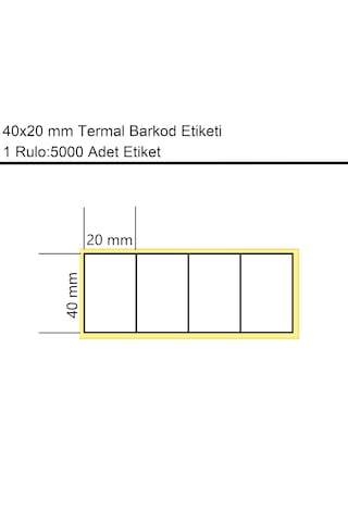 40x20 Mm Termal 4'lü Ürün Barkod Etiketi 5000'li Sarım 1 Rulo Etiket 1