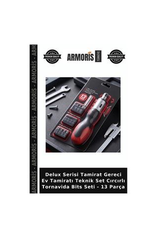 Delux Serisi Tamirat Gereci Ev Tamiratı Teknik Set Cırcırlı Tornavida Bits Seti - 13 Parça