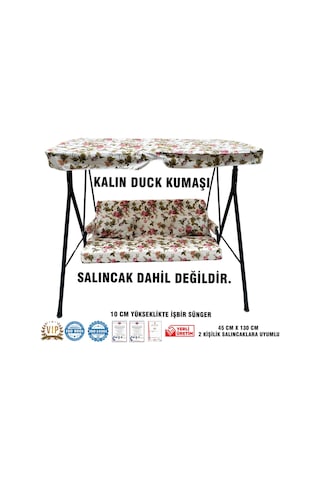 Lüks Duck Vip Salıncak Minder Seti 10 Cm Süngerli Tenteli Salıncak Minder Seti-ingiliz Gülü Pembe