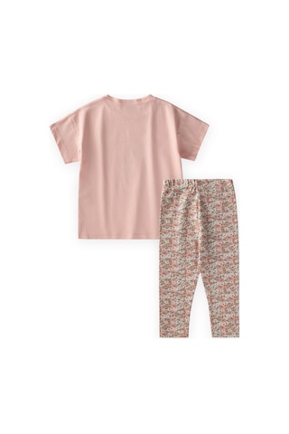 Cigit Desenli Taytlı T-shirt Takım 2-10 Yaş Pudra Pembe Pudra