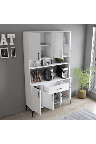 Tanmob Mdl0401 Alt Üst Çok Amaçlı Dolap 8 Kapaklı Çekmeceli Raflı