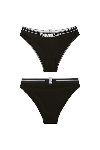 Yohannes Club, Kadın Pamuklu İç Çamaşırı Takımı, Renk Seçenekli, Bralet-kemerli Bikini Slip Siyah