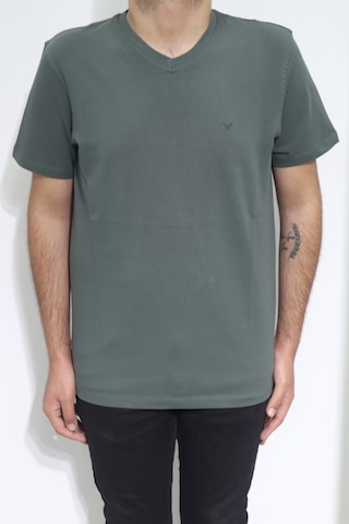 Santa Dmctekstil Erkek Düz Spor Kesim Kalıbı Rahat V Yaka T-shirt Haki