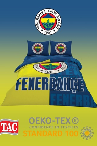 Fenerbahçe Parçalı Logo Çift Kişilik 7 Parça Yatak Seti - Nevresim Takımı + Yorgan + 2'li Yastık Sarı Lacivert