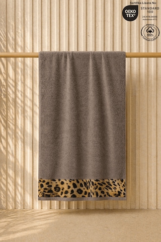 Leopar Plaj Havlusu %100 Pamuk Sertifikalı Deniz & Havuz Havlu Kahverengi 70x140cm Koyu Kahve
