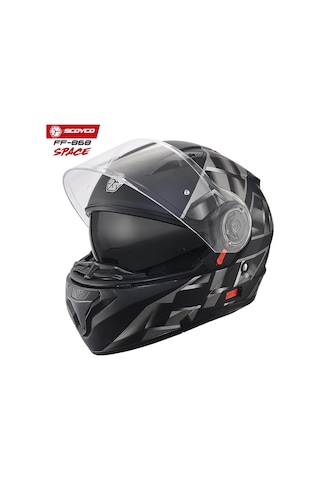 Scoyco FF-868 Azrael Güneş Vizörlü Çene Açılır Kask Gri - Mat Siyah