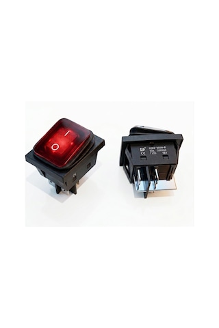 Anahtar Büyük On Off Kırmızı Işıklı 30a 220v Kcd2-201nw-b 4 Pin
