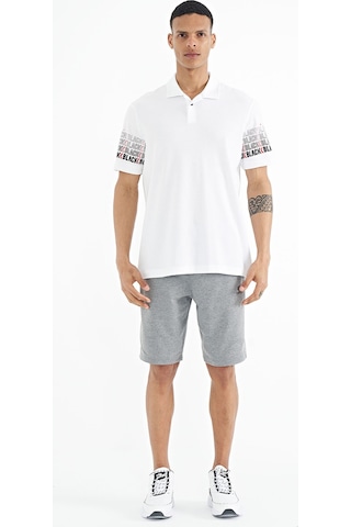 Tommylife Tommy Life Beyaz Kol Baskı Detaylı Polo Yaka Standart Form Erkek T-shirt - 88240 Beyaz