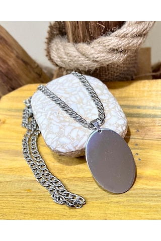 1.sınıf Çelik Oval Büyük Dogtag Asker Künyesi Kolye 60 Cm Çelik