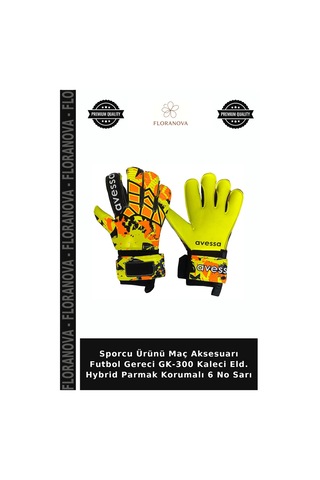 Sporcu Ürünü Maç Aksesuarı Futbol Gereci Gk-300 Kaleci Eld. Hybrid Parmak Korumalı 6 No Sarı
