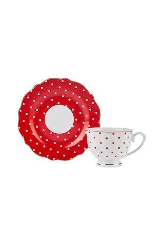 Karaca New Romantic Puantiyeli Kahve Fincanı 90 ml Kırmızı