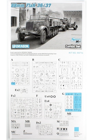 Dragon 6971 1/35 Ölçek, Sd.kfz.7 8 Ton Yarı Paletli Kamyon Geç Dönem Ve 8,8cm Flak 36/37 Top, Plastik Model Kiti