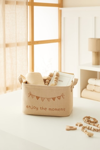 Ocean Home Textile Çocuk Odası Jüt Keten Kumaş Sepet 30 x 21 x 18 cm