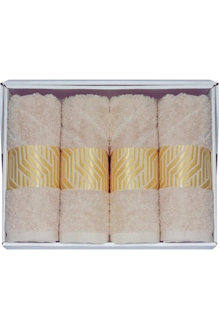 Vos Versa Bursa Varak Serisi 50x90cm %100 Pamuk 4lü Yüz Havlusu Vizon Vvhm0021-378 - Vizon
