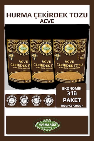Hurma Aşkı Acve Hurma Çekirdeği Tozu 100grx3 300gr