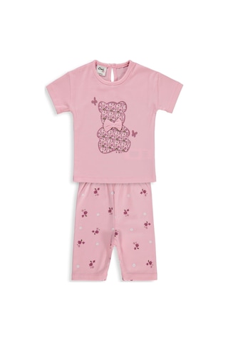 Civil Baby Ayıcık Baskılı Fiyonklu 6-18 Ay Takım - Pembe