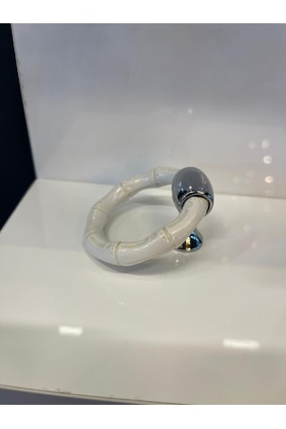 Bambu Halka Sarkaç Metal+sert Plastik Düğme Kulp Krom+beyaz Dolap Modern Çekmece Mobilya Tek Delik Beyaz