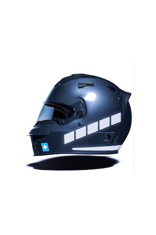 Şerit Tasarımlı Reflektif Gri Motosiklet Kask Sticker Çınar Extreme