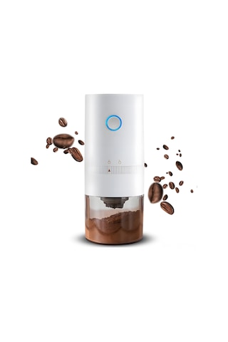Wezone Seramik Öğütüçü Çekirdekli Kahve Değirmeni, Sonsuz Kalınlık Ayarı, Otomatik Kapatma, 25g Fincan, 120ml Toz Kabı, Type-c Şarjlı, Taşınabilir, 1250mah Pil, Beyaz Beyaz