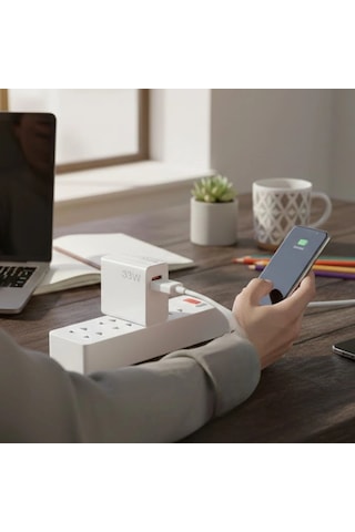 Durukar 33w Hızlı Şarj Adaptörü Type-c Kablolu, Usb Çıkışlı, Akıllı Şarj Destekli Duvar Tipi Şarj