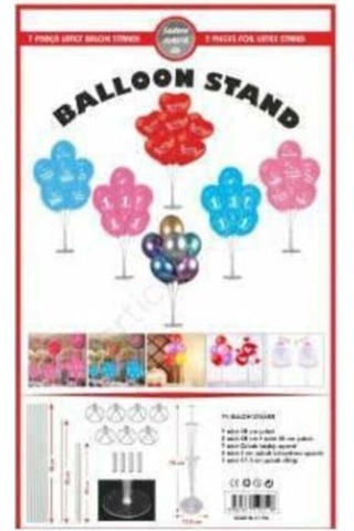 Şeffaf Doğum Günü Ayaklı Balon Süsleme Standı Ve 7'li Balon Diğer